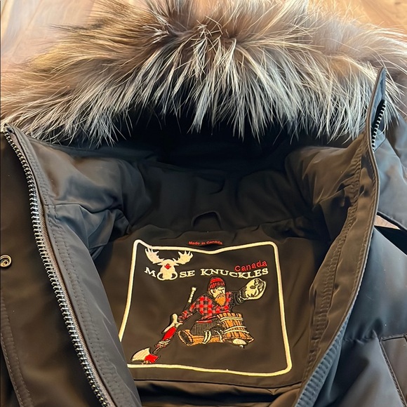 Moose Knuckles Black Parka with Fur Hood - Picture 6 of 12